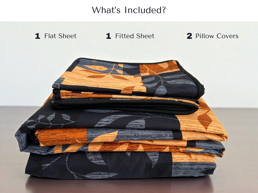 Amber Leaf Patchwork 4 Piece Queen Set