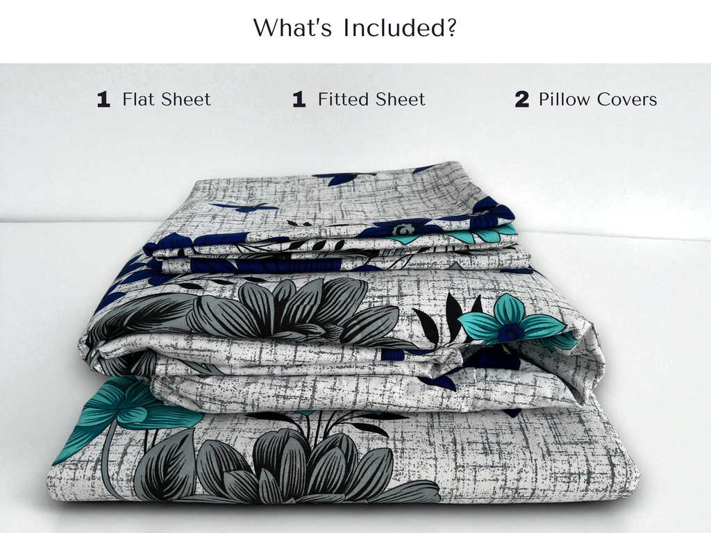 Azure Bloom 4 Piece King Set