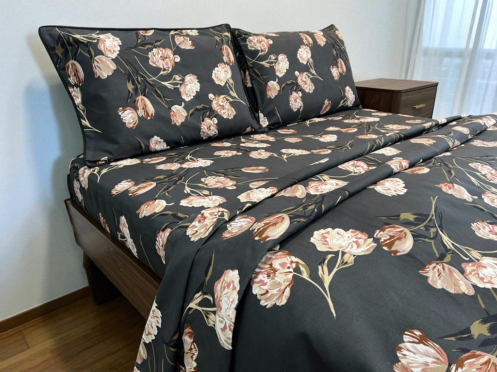 Charcoal Blossom 4 Piece King Set