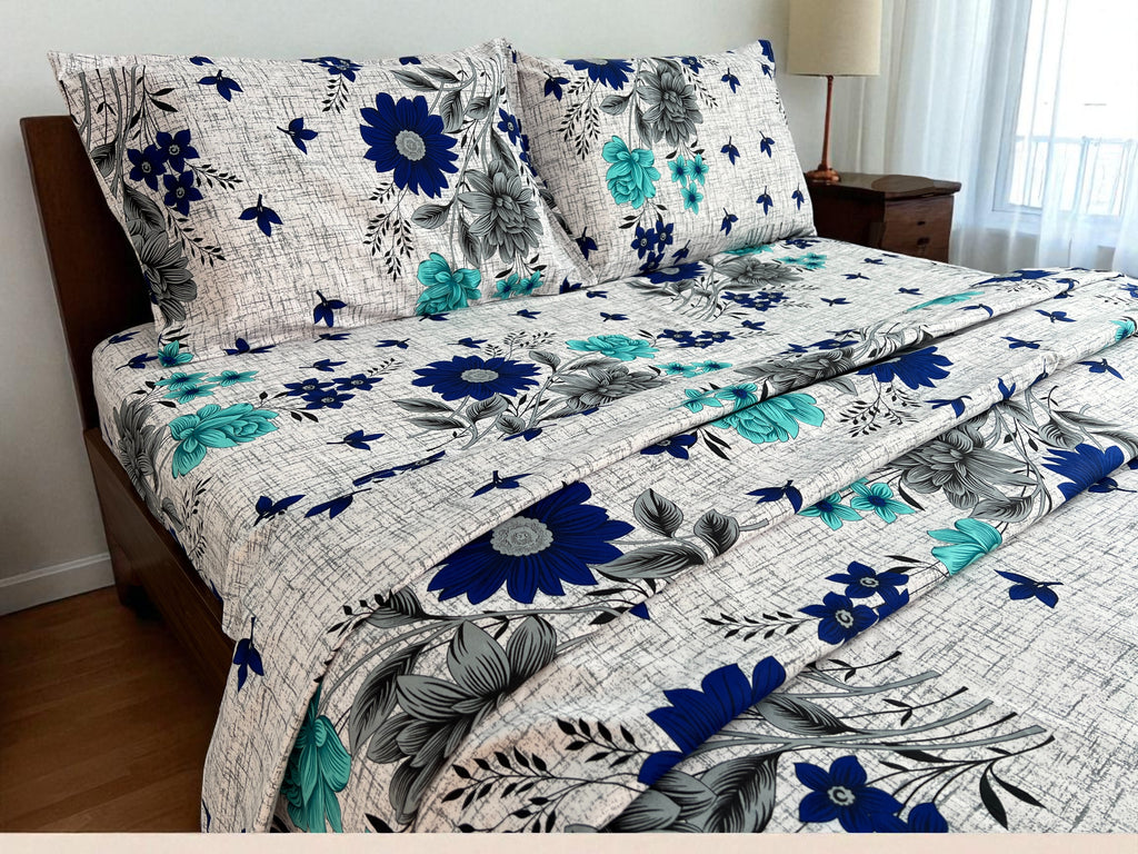 Azure Bloom 4 Piece King Set