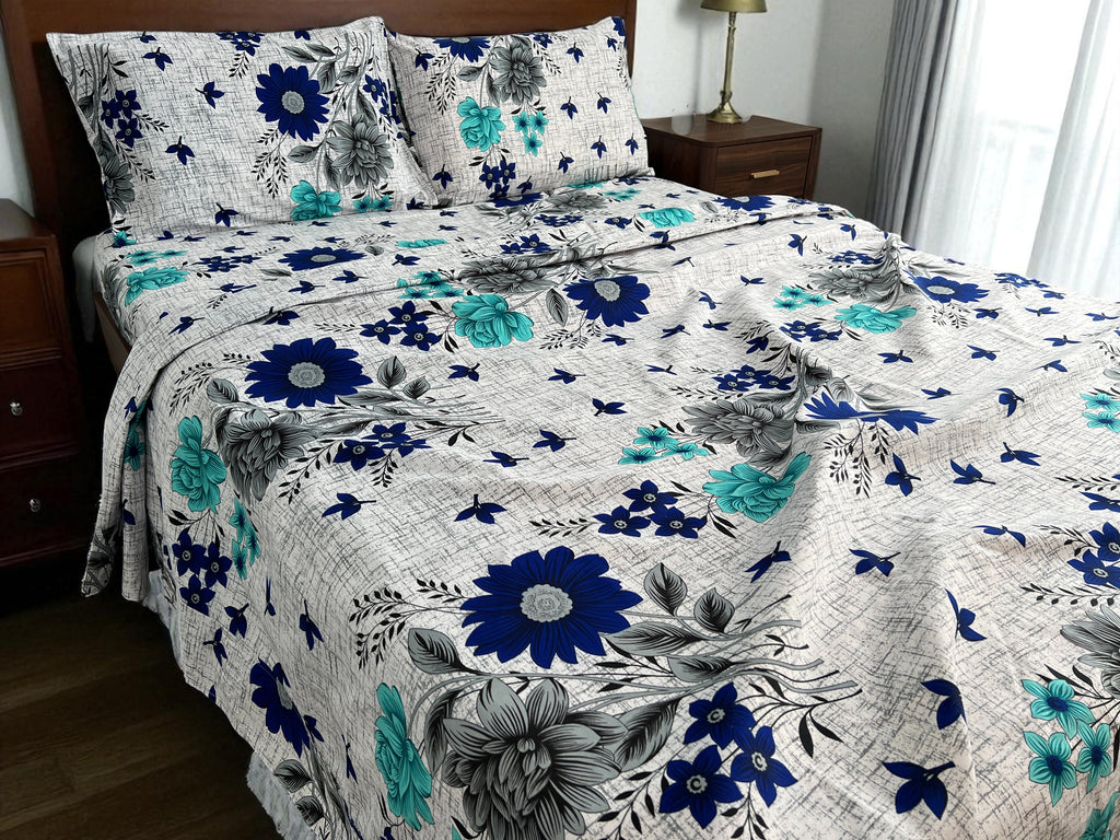 Azure Bloom 4 Piece King Set