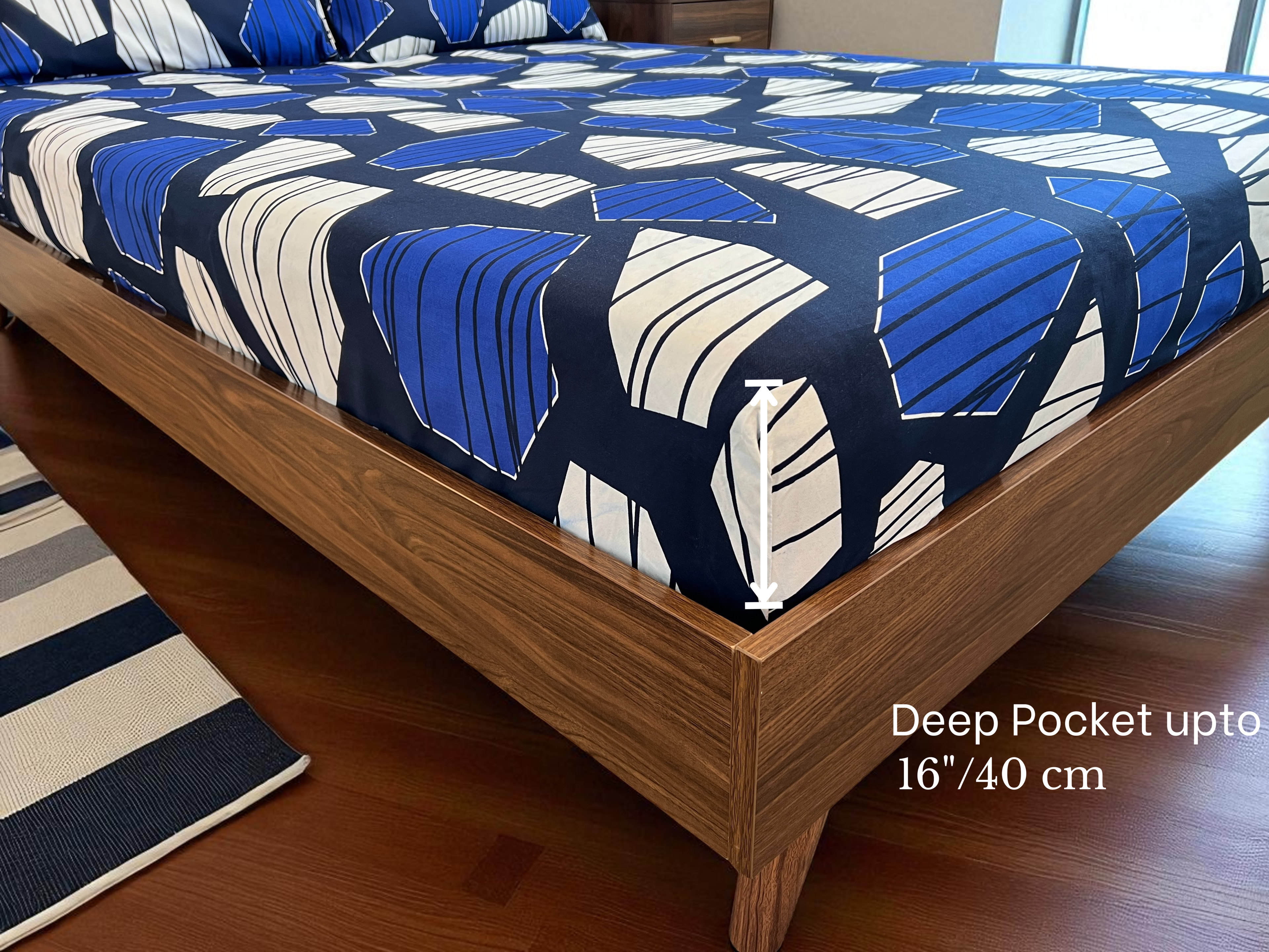 Blue Geo Stripe King Set