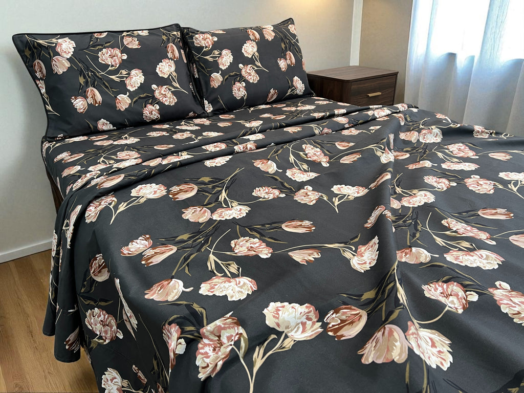 Charcoal Blossom 4 Piece King Set