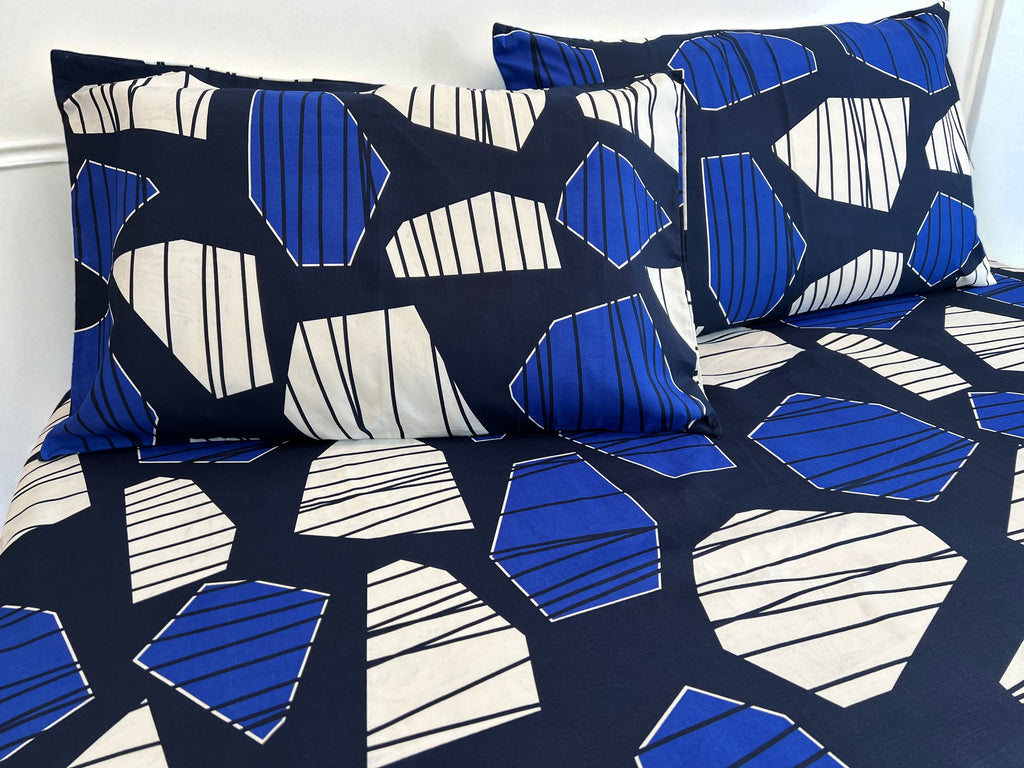Blue Geo Stripe 3 Piece King Set