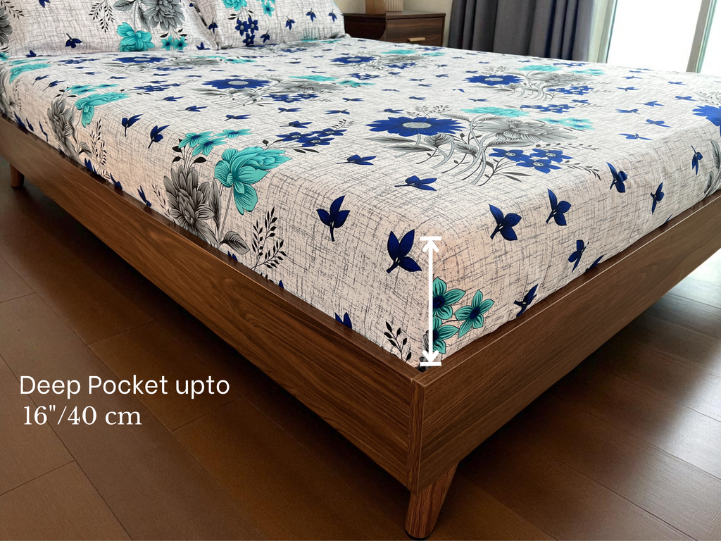 Azure Bloom 4 Piece King Set