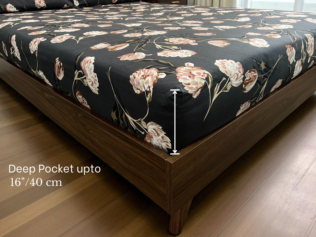 Charcoal Blossom 4 Piece King Set