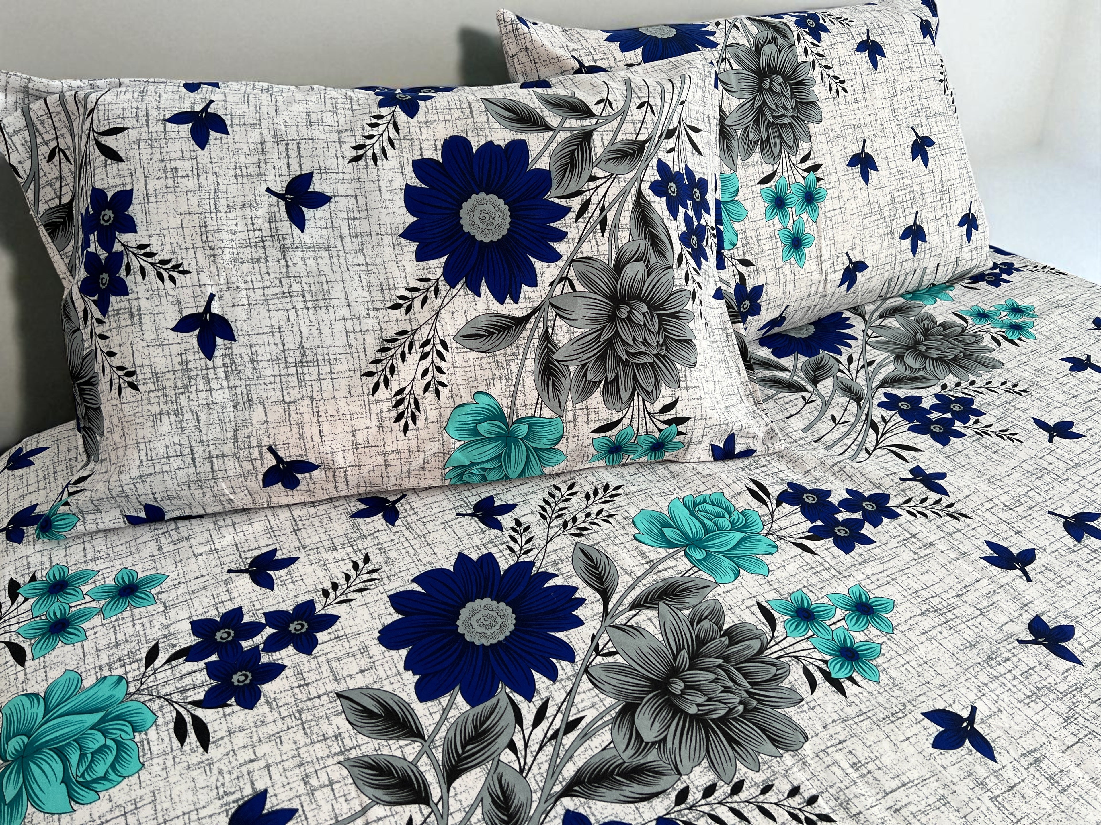 Azure Bloom 4 Piece King Set