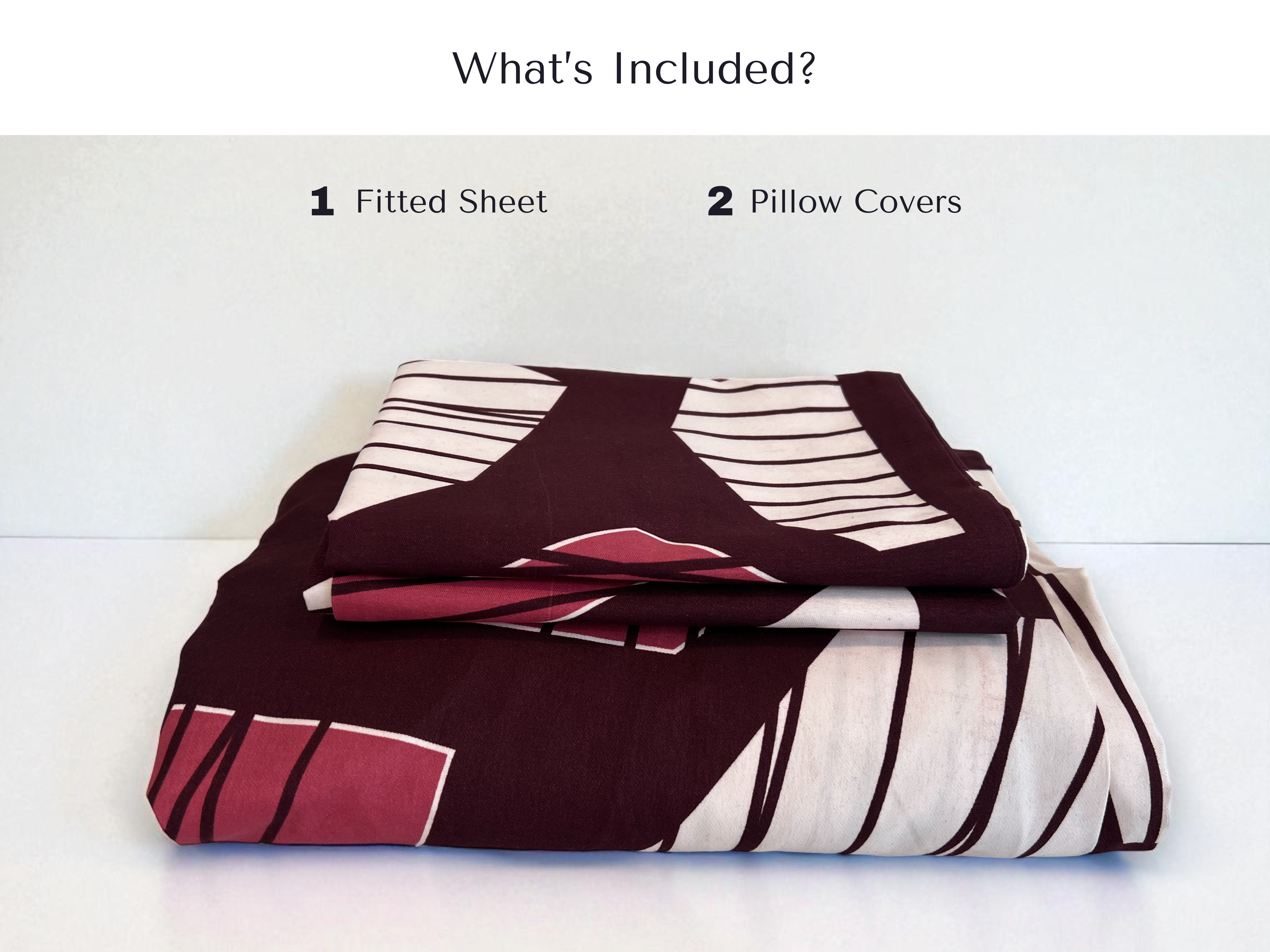 Maroon Geo Stripe 3 Piece Queen Set